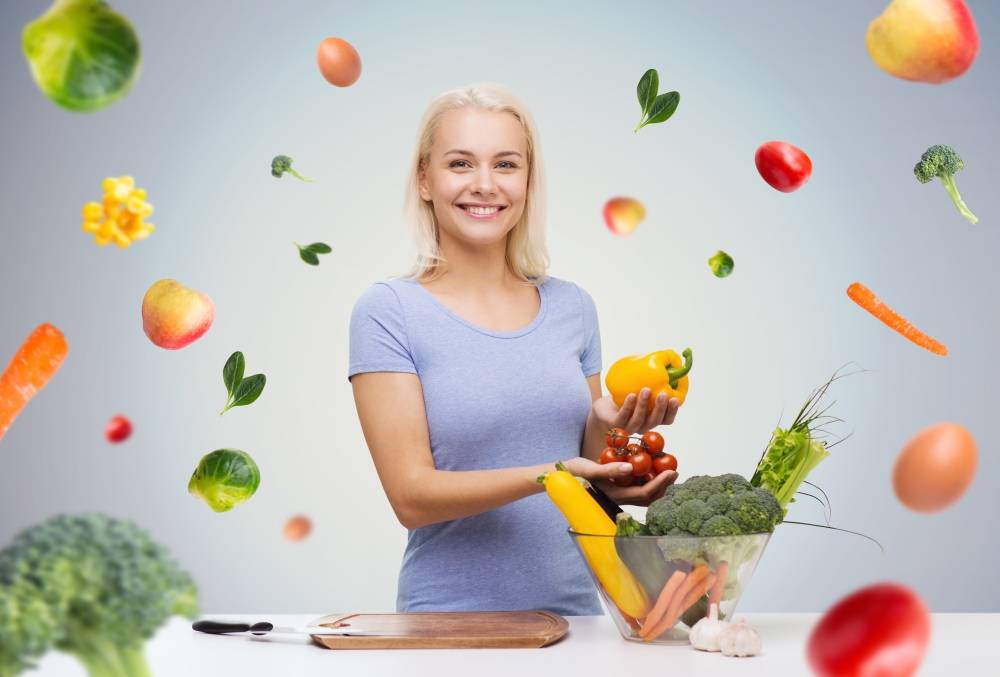 mujer comida sana hortalizas